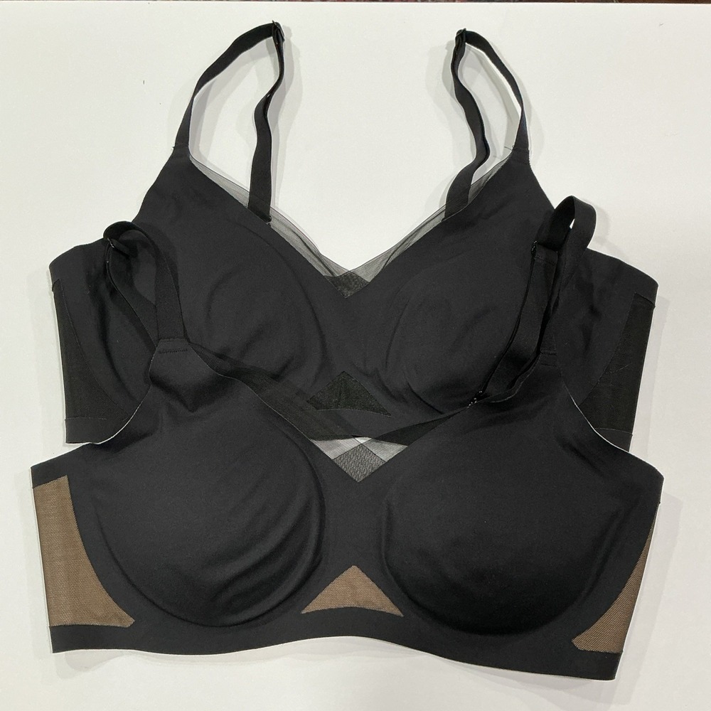 HONEYLOVE Crossover Wireless Bra, Black, Size M, Tee Shirt, Lot Of 2